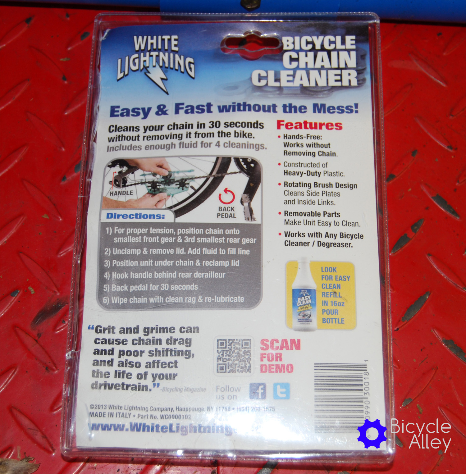 Bicycle Chain Cleaner Packaging Back (Instructions)