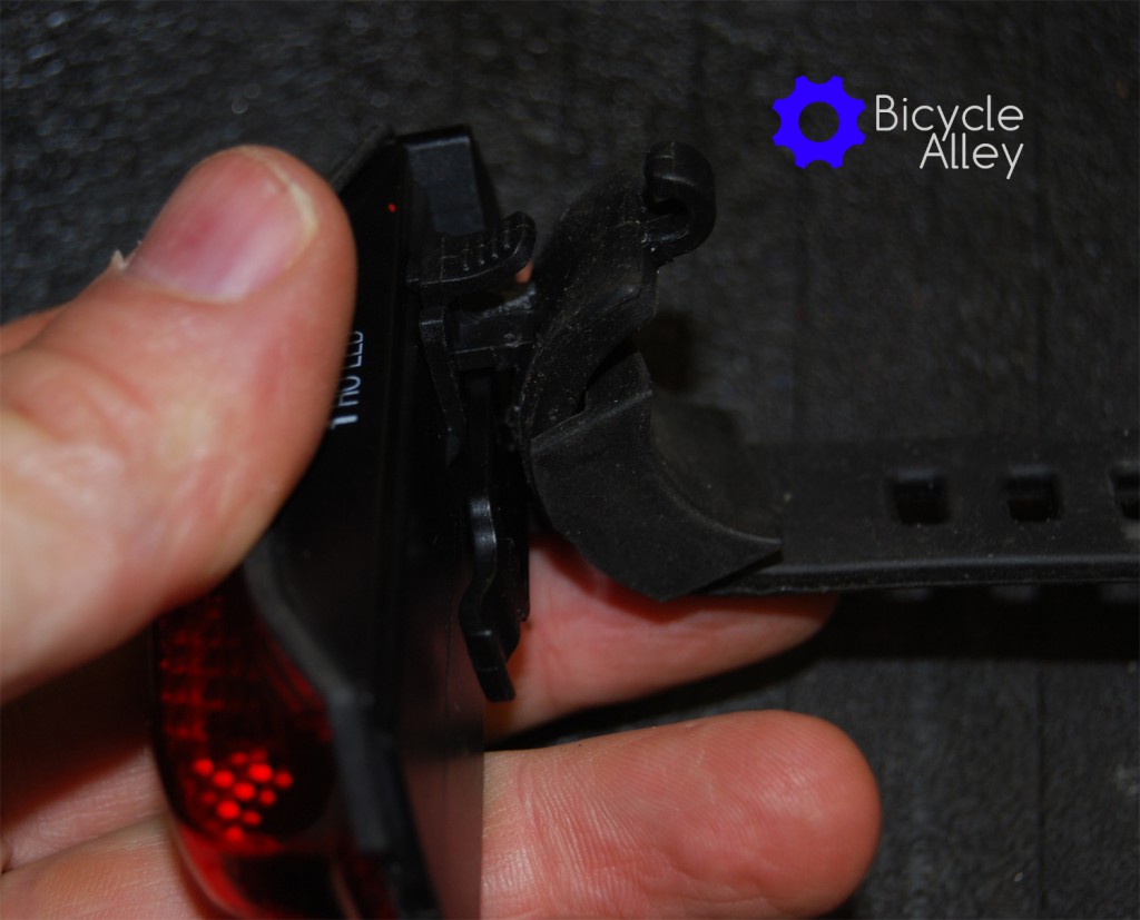 You can see how the Bell Arella 100 Tail Light attaches to the silicon mounting strap.