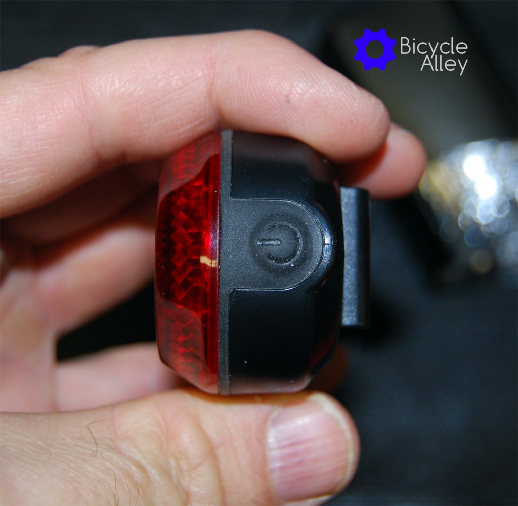 The Bell Lumina tail light power/mode button. 