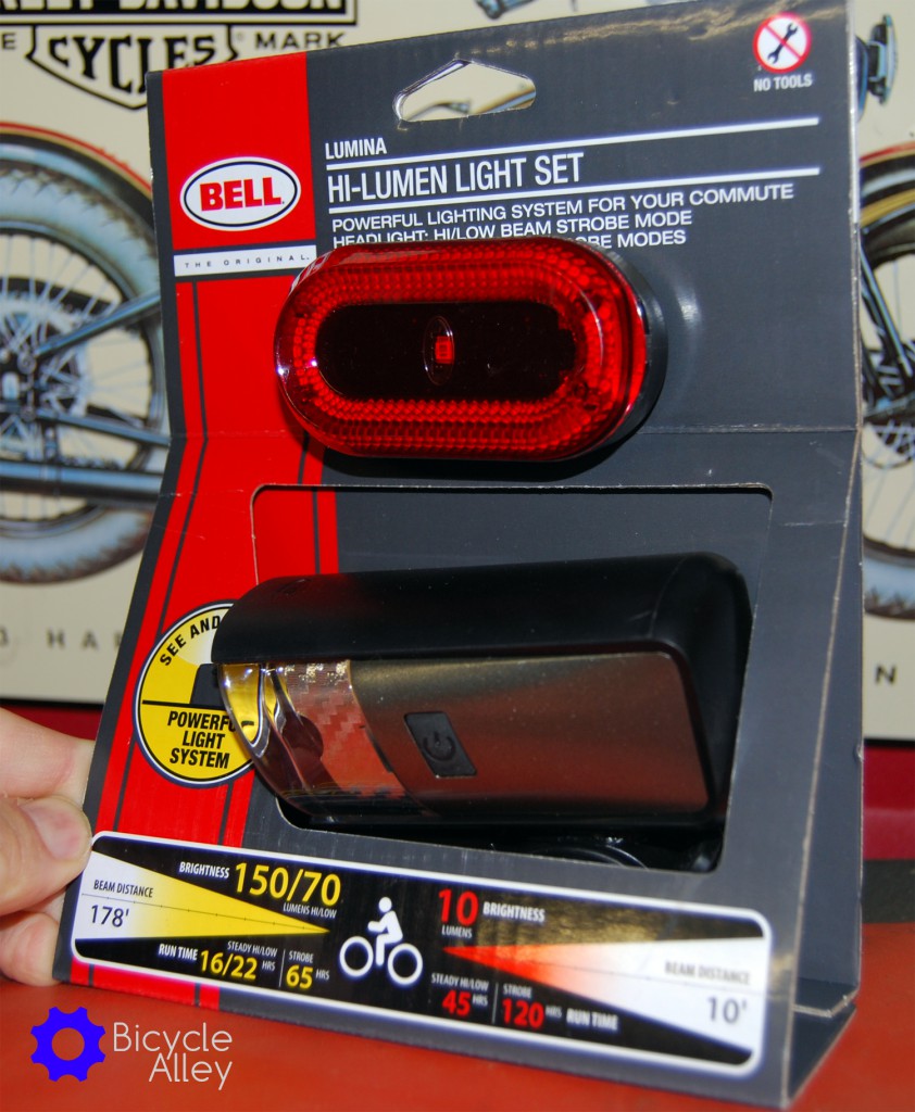 Front of packaging for the Bell Lumina Premium Bicycle Light Set