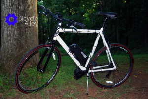 This is the bike with stock tires and before I installed the Planet Bike fenders and Topeak rear rack.